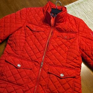 Tommy Hilfiger Womans Red Quilted Puffer Jacket